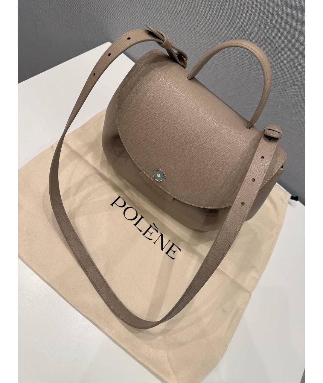 POLENE Бежевая кожаная сумка через плечо, фото 6
