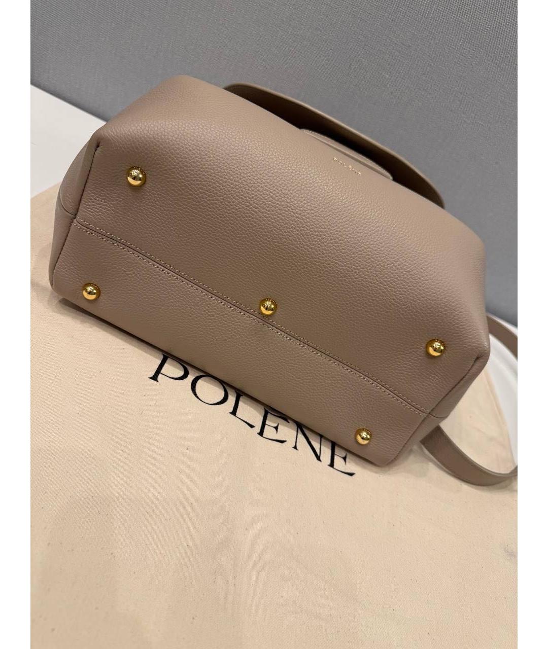 POLENE Бежевая кожаная сумка через плечо, фото 7