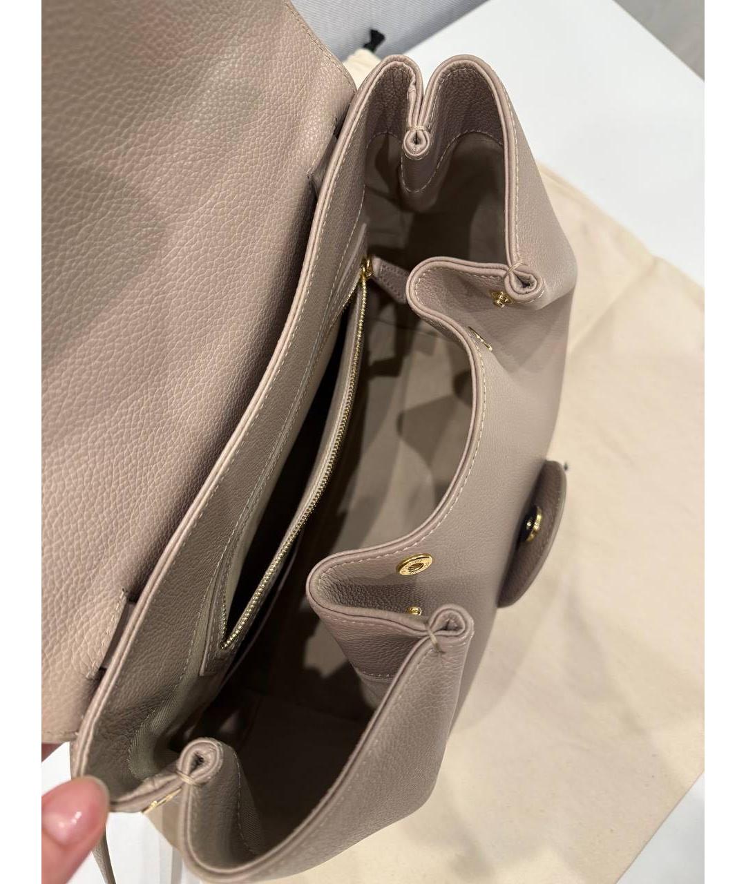 POLENE Бежевая кожаная сумка через плечо, фото 5