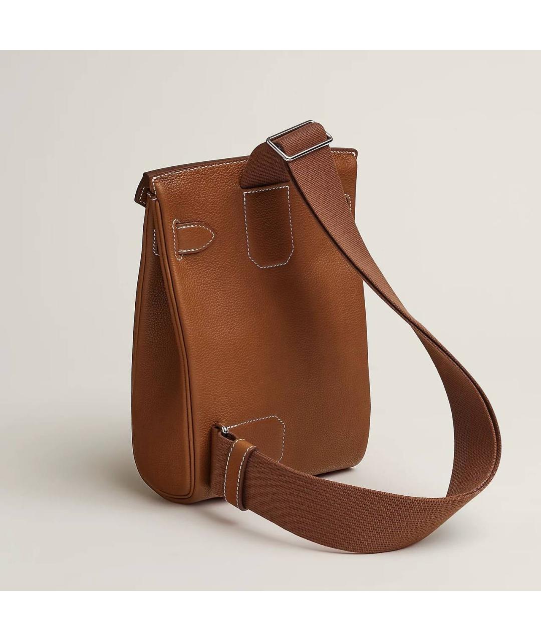 HERMES Коричневая кожаная сумка на плечо, фото 4