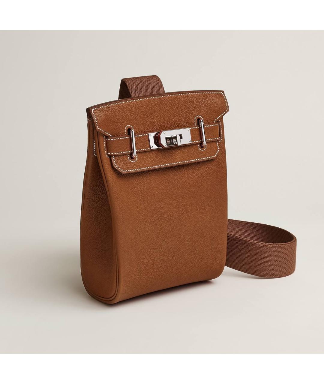 HERMES Коричневая кожаная сумка на плечо, фото 2