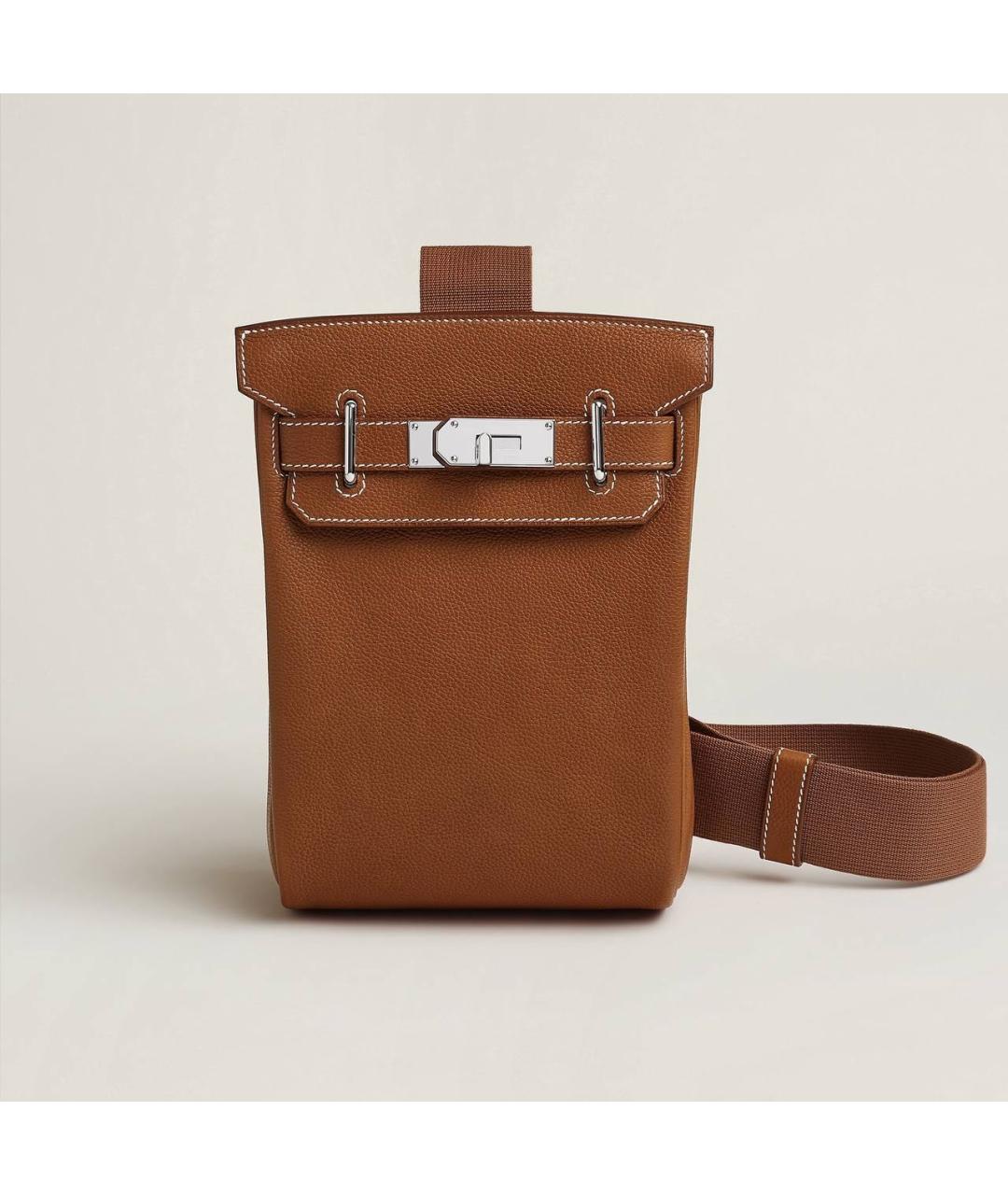 HERMES Коричневая кожаная сумка на плечо, фото 5