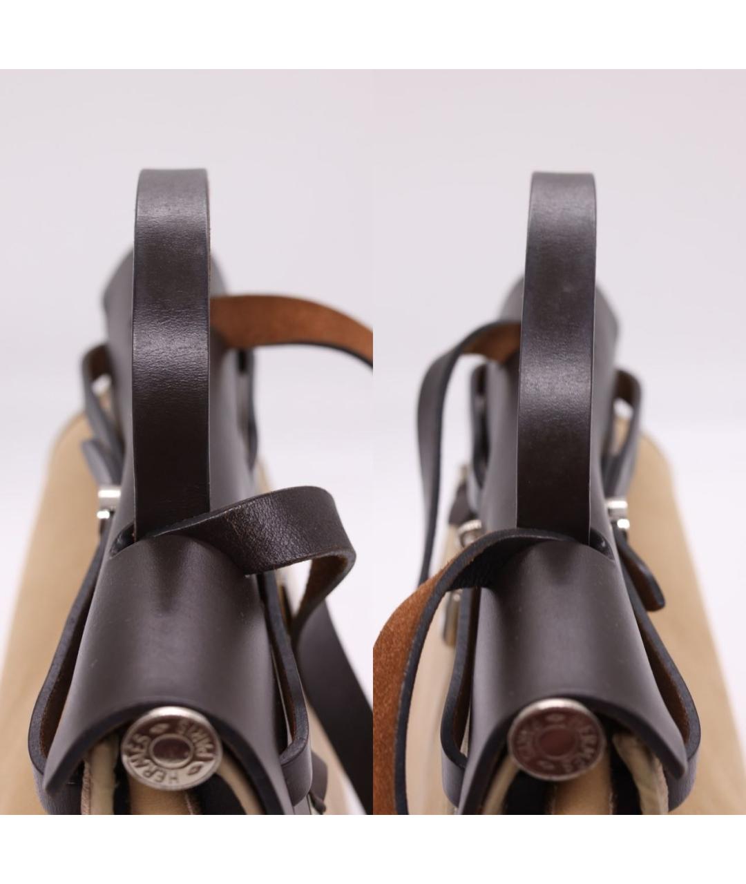 HERMES Бежевая тканевая сумка через плечо, фото 4