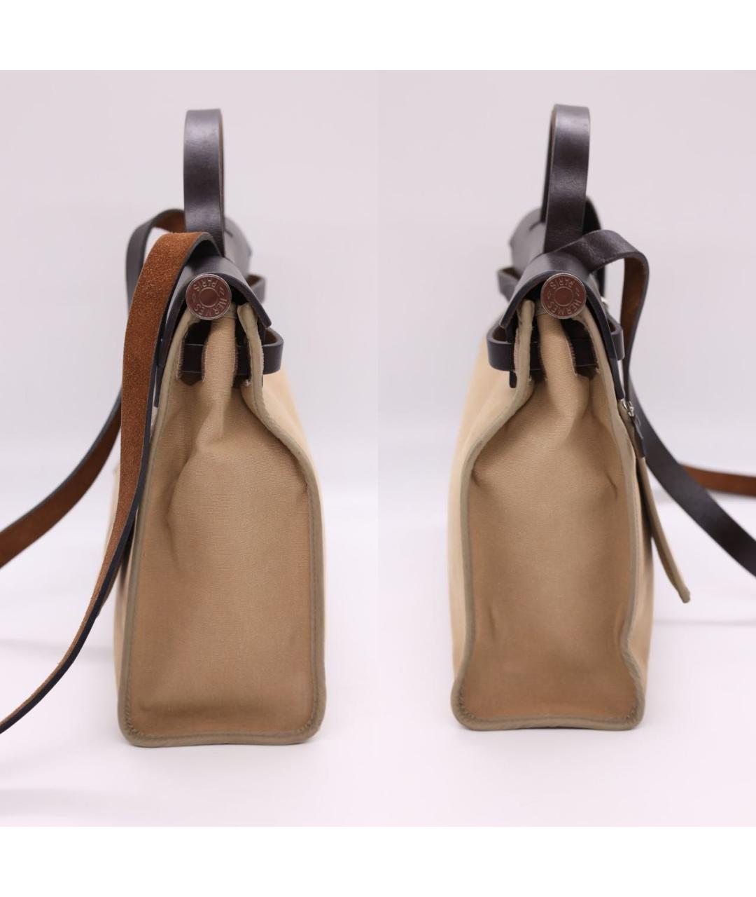 HERMES Бежевая тканевая сумка через плечо, фото 3