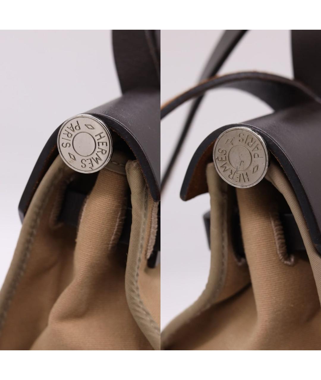 HERMES Бежевая тканевая сумка через плечо, фото 5