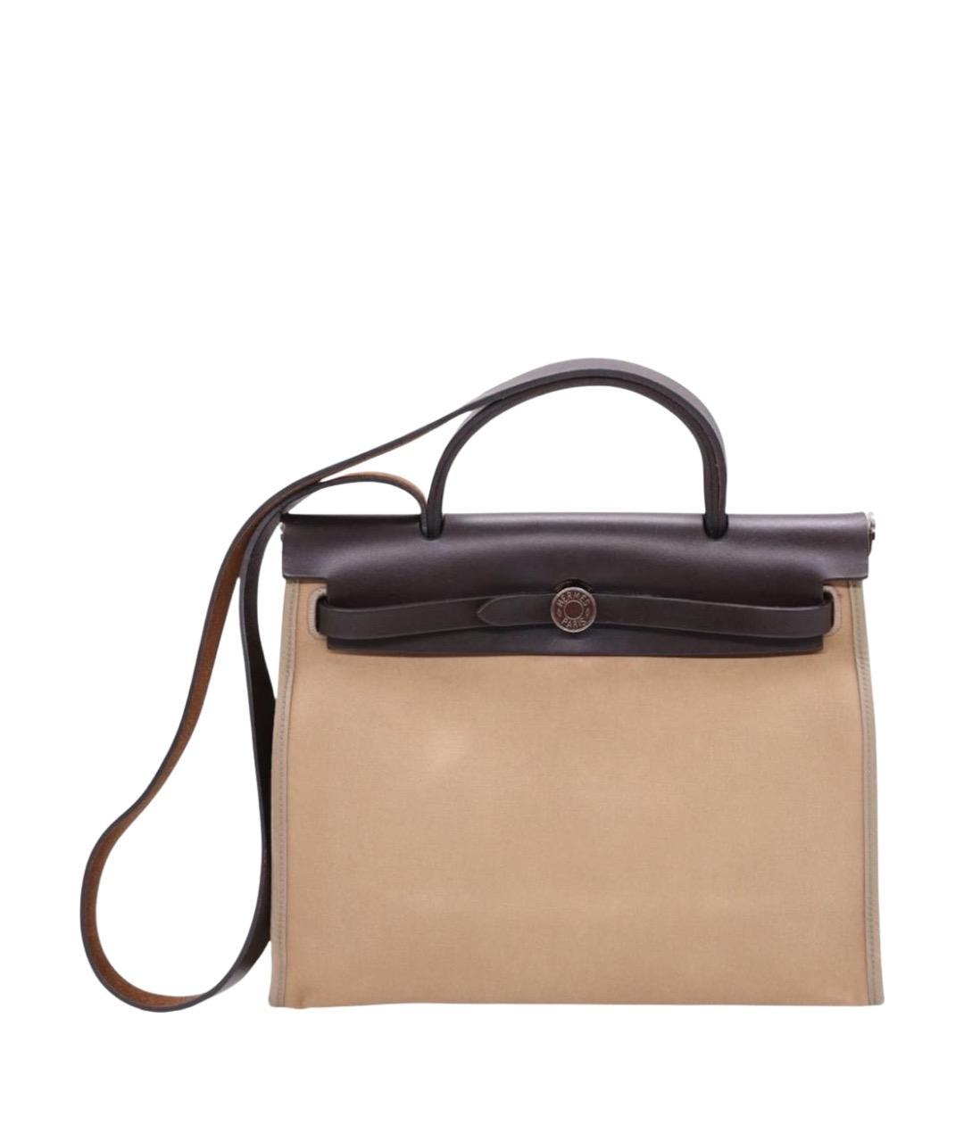 HERMES Бежевая тканевая сумка через плечо, фото 1