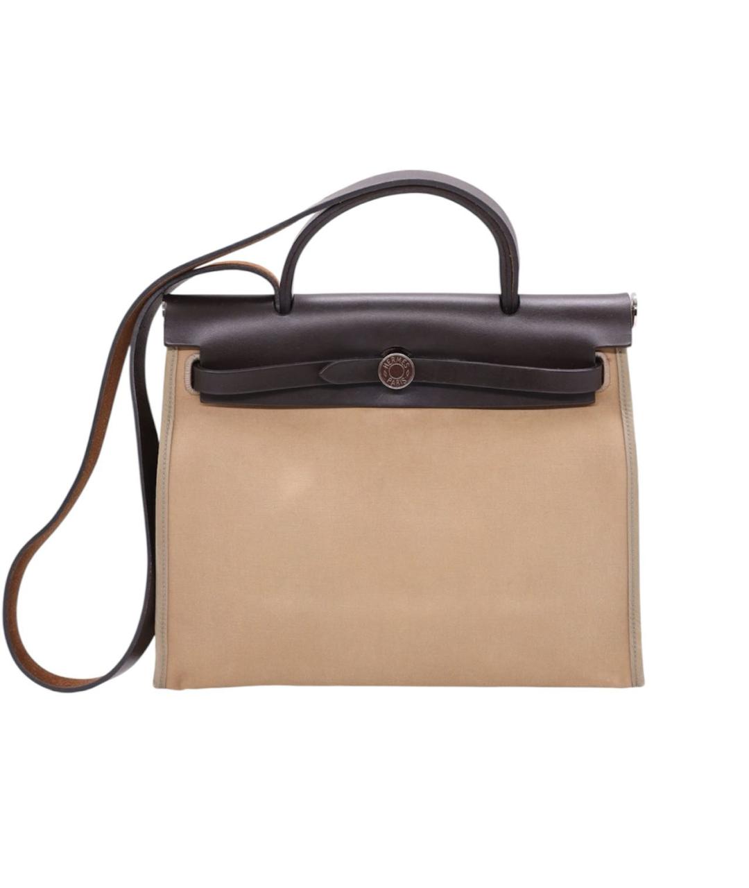 HERMES Бежевая тканевая сумка через плечо, фото 9