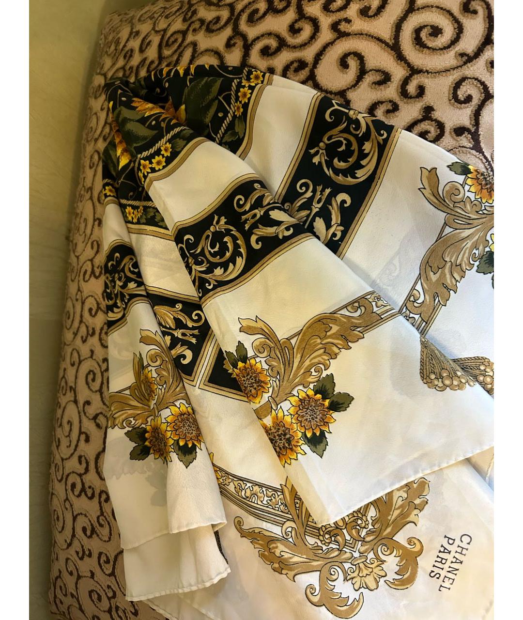 CHANEL Белый шелковый платок, фото 5