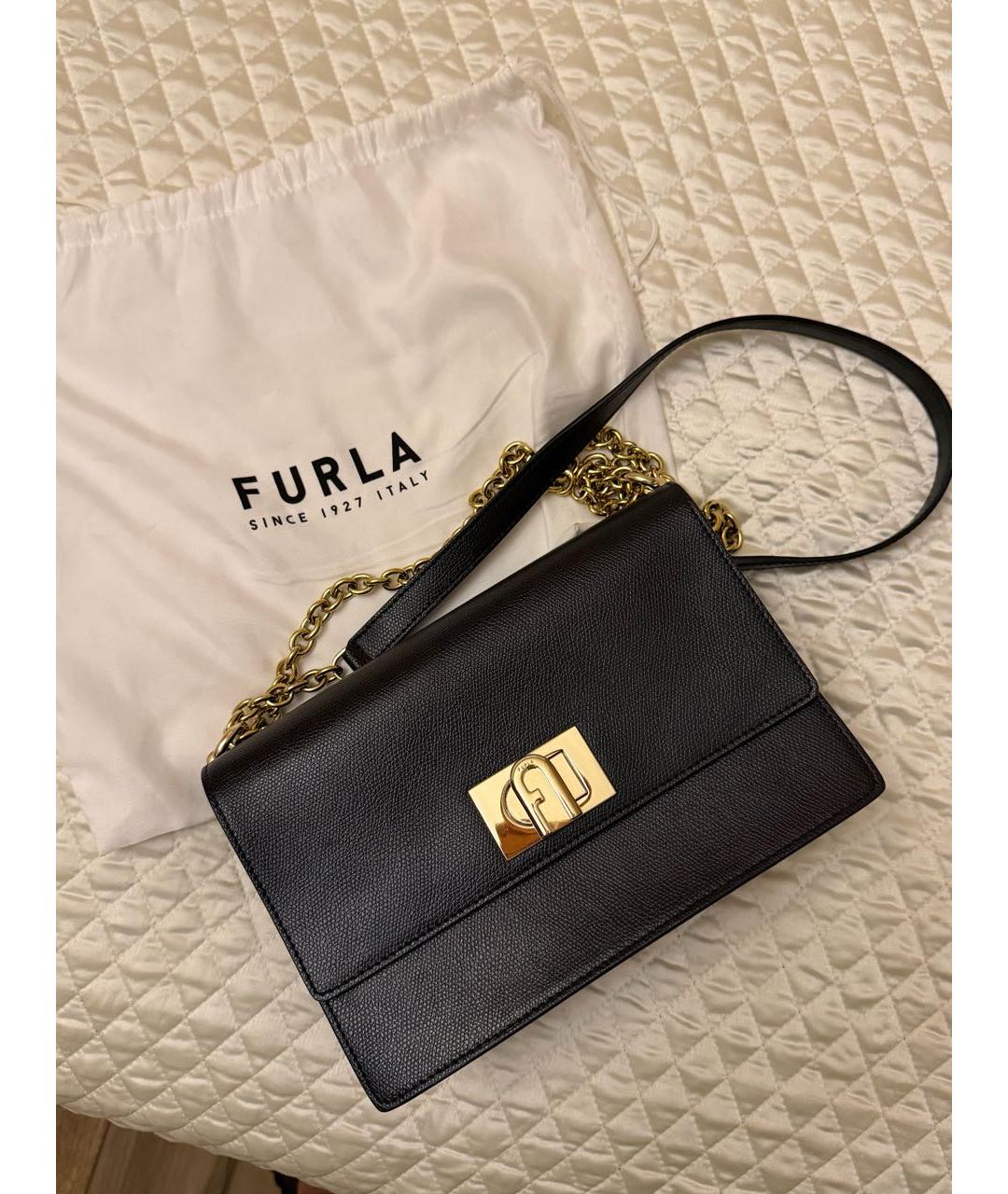 FURLA Черная кожаная сумка через плечо, фото 2