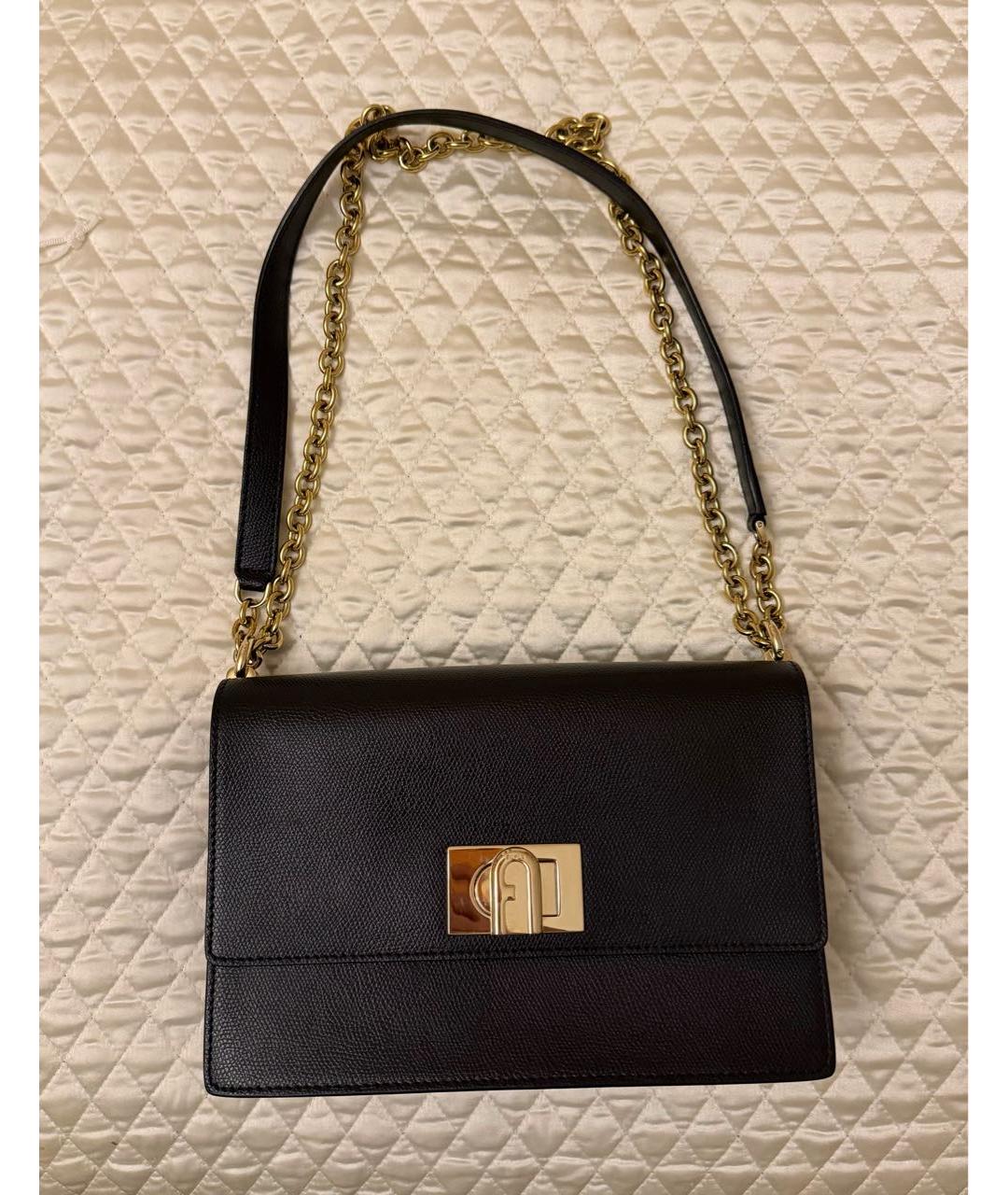 FURLA Черная кожаная сумка через плечо, фото 6