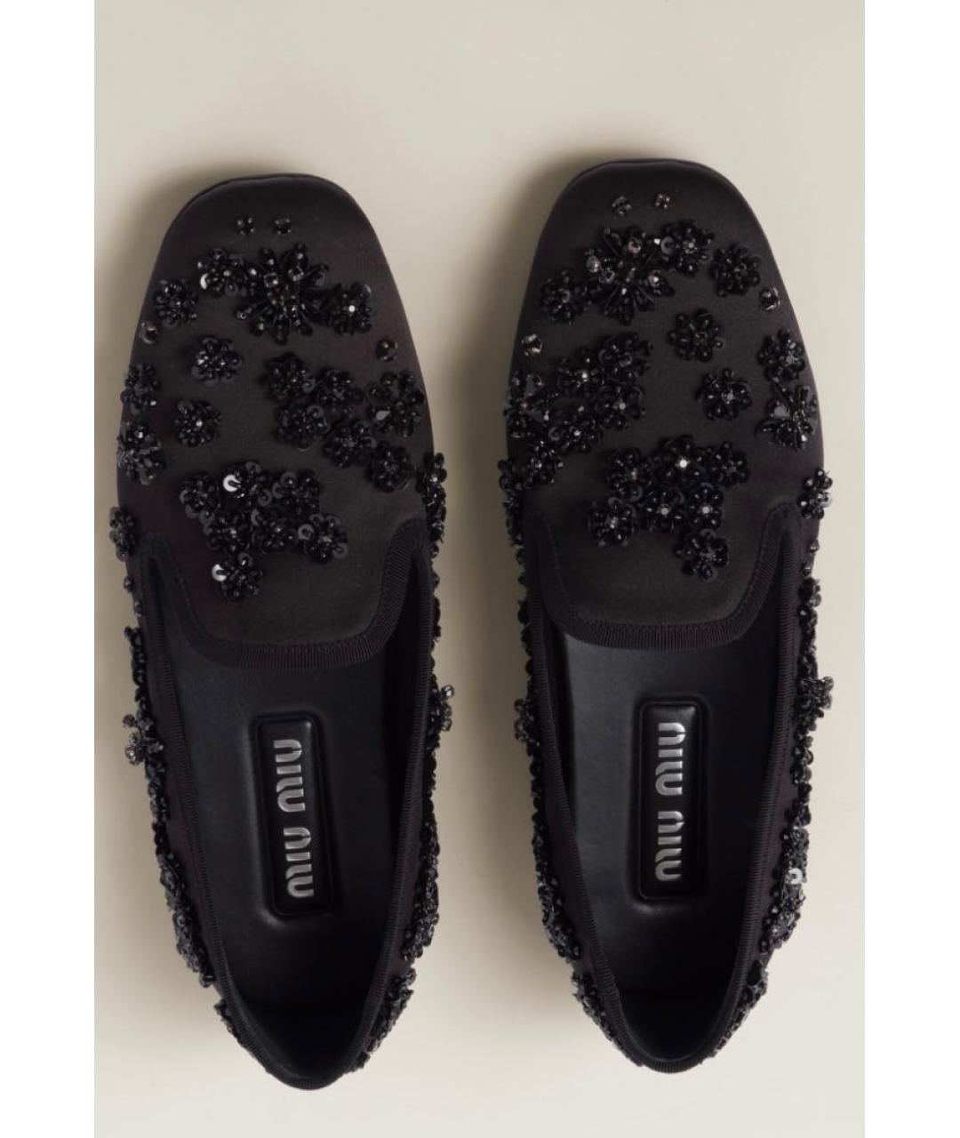 MIU MIU Черные текстильные мокасины, фото 2