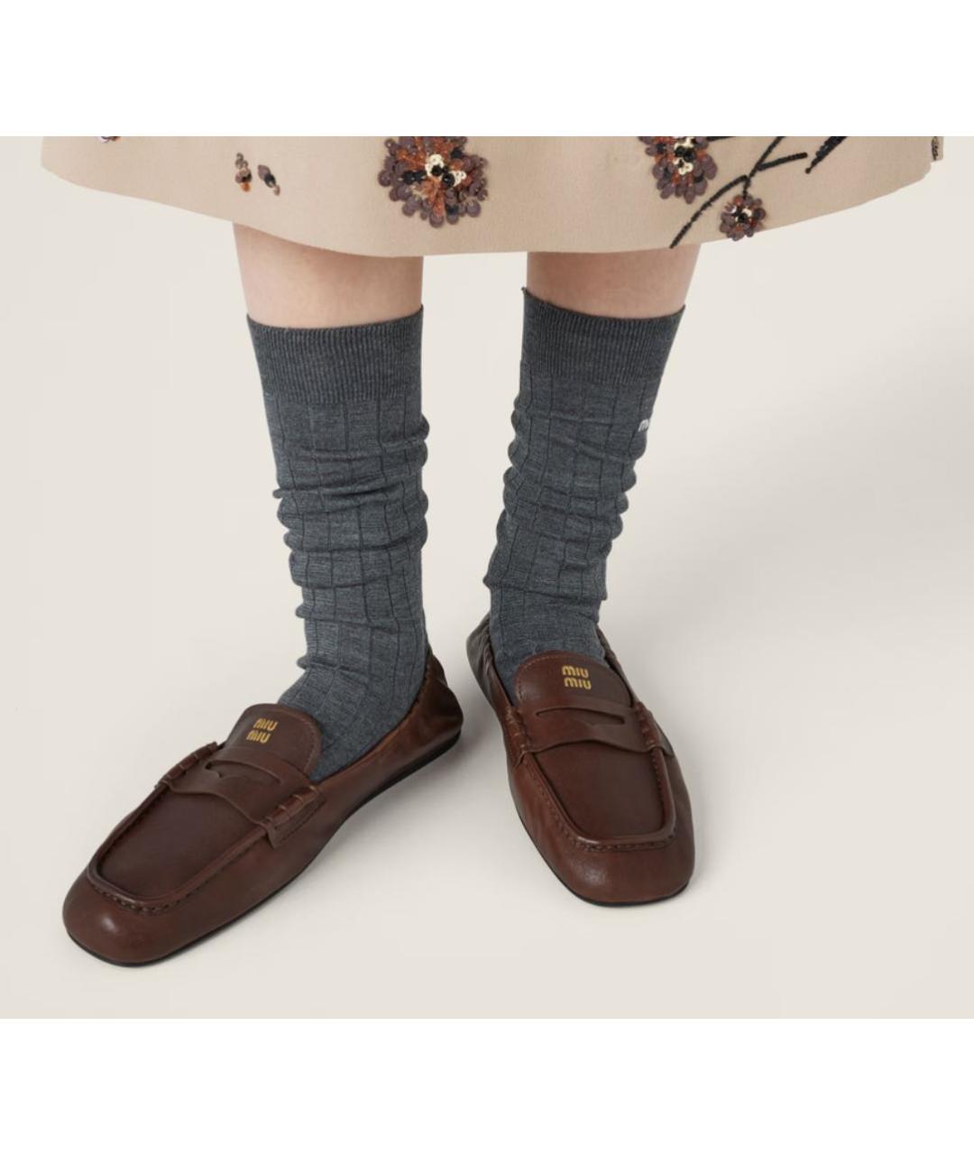 MIU MIU Коричневые кожаные мокасины, фото 4