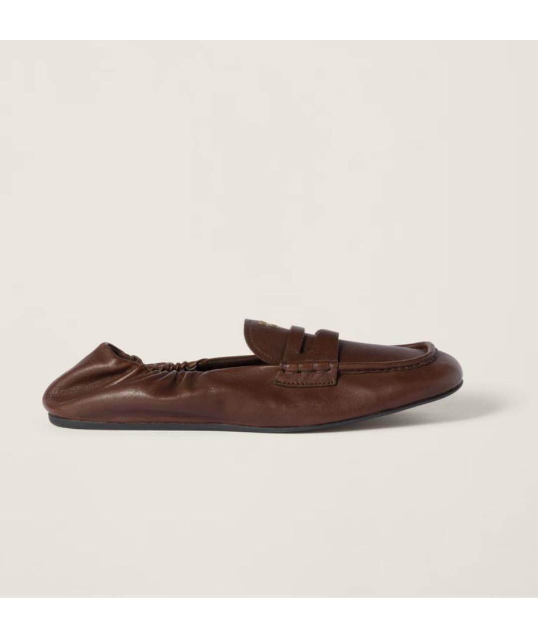 MIU MIU Коричневые кожаные мокасины, фото 5