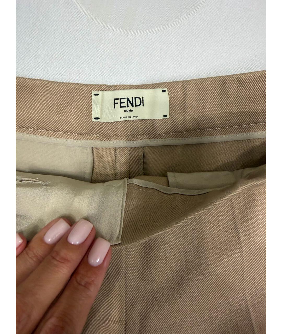 FENDI Бежевые хлопковые шорты, фото 4