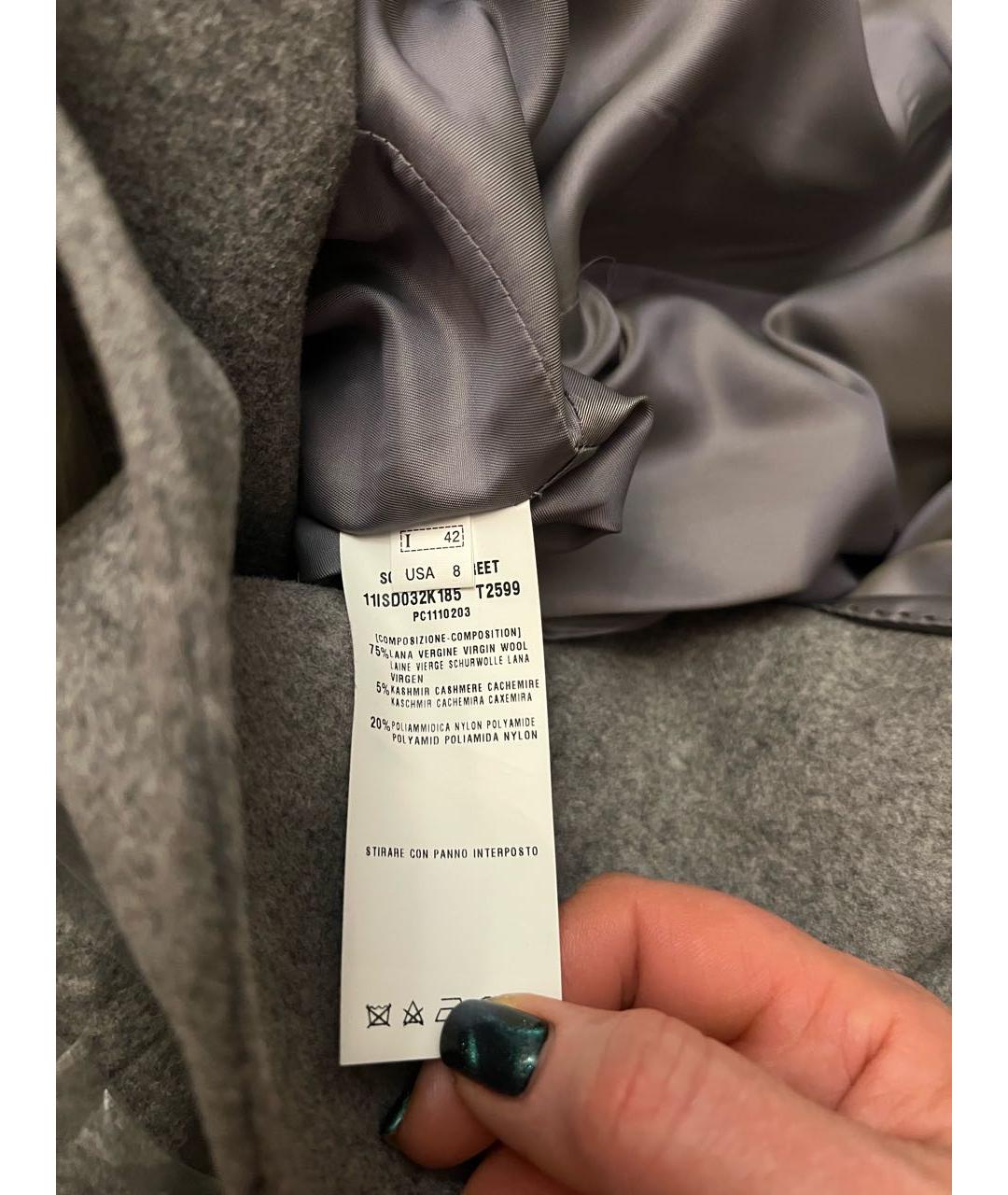ERMANNO SCERVINO Серое шерстяное пальто, фото 6