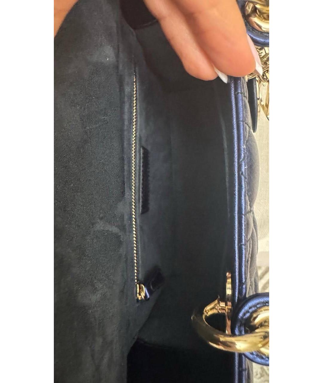 CHRISTIAN DIOR Темно-синяя кожаная сумка с короткими ручками, фото 4