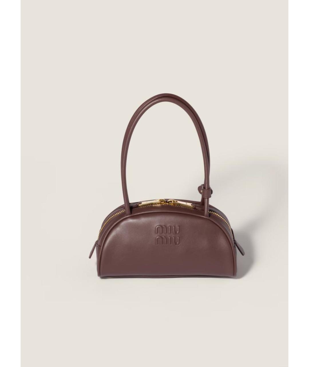 MIU MIU Коричневая кожаная сумка через плечо, фото 5