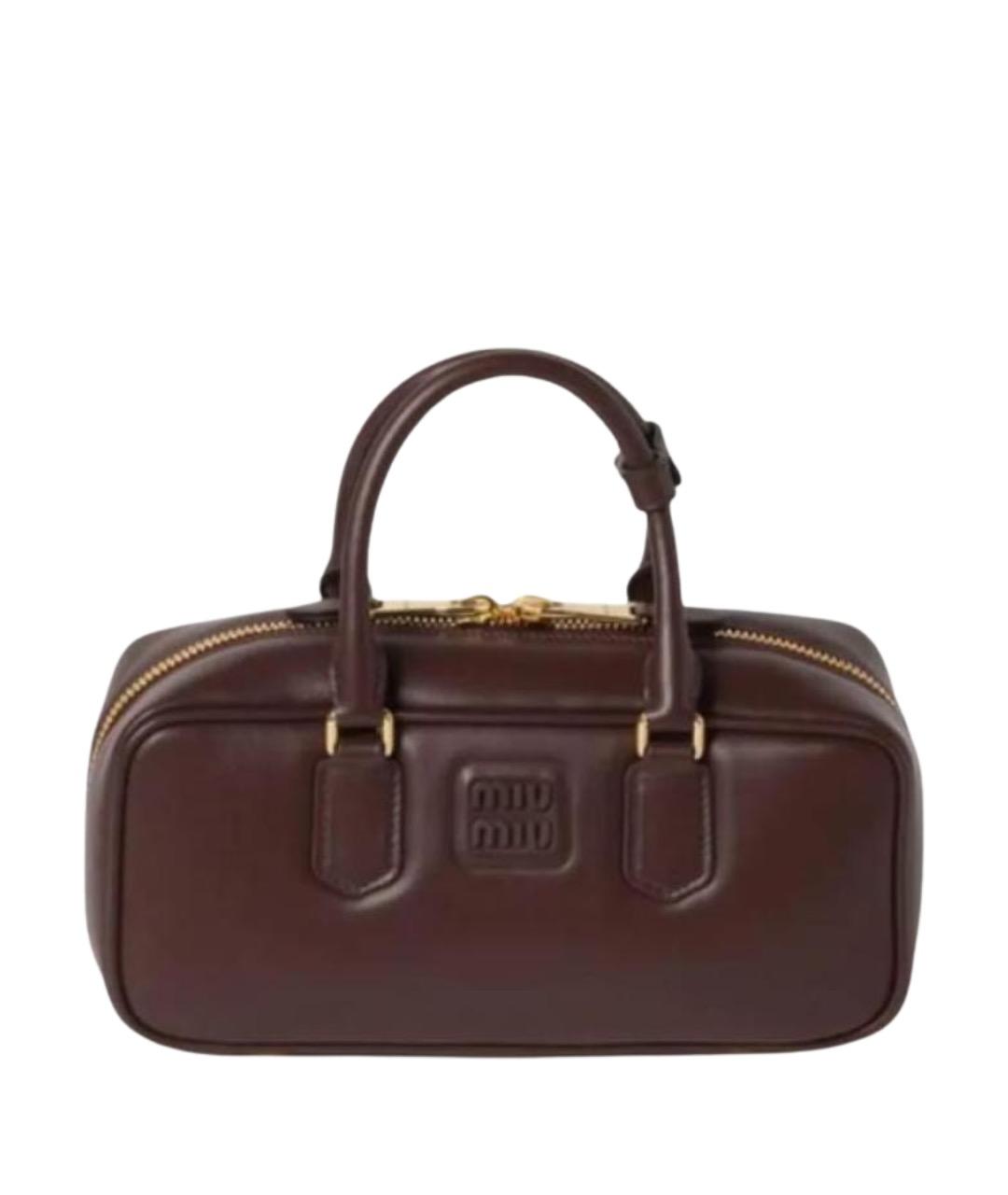 MIU MIU Коричневая кожаная сумка с короткими ручками, фото 1