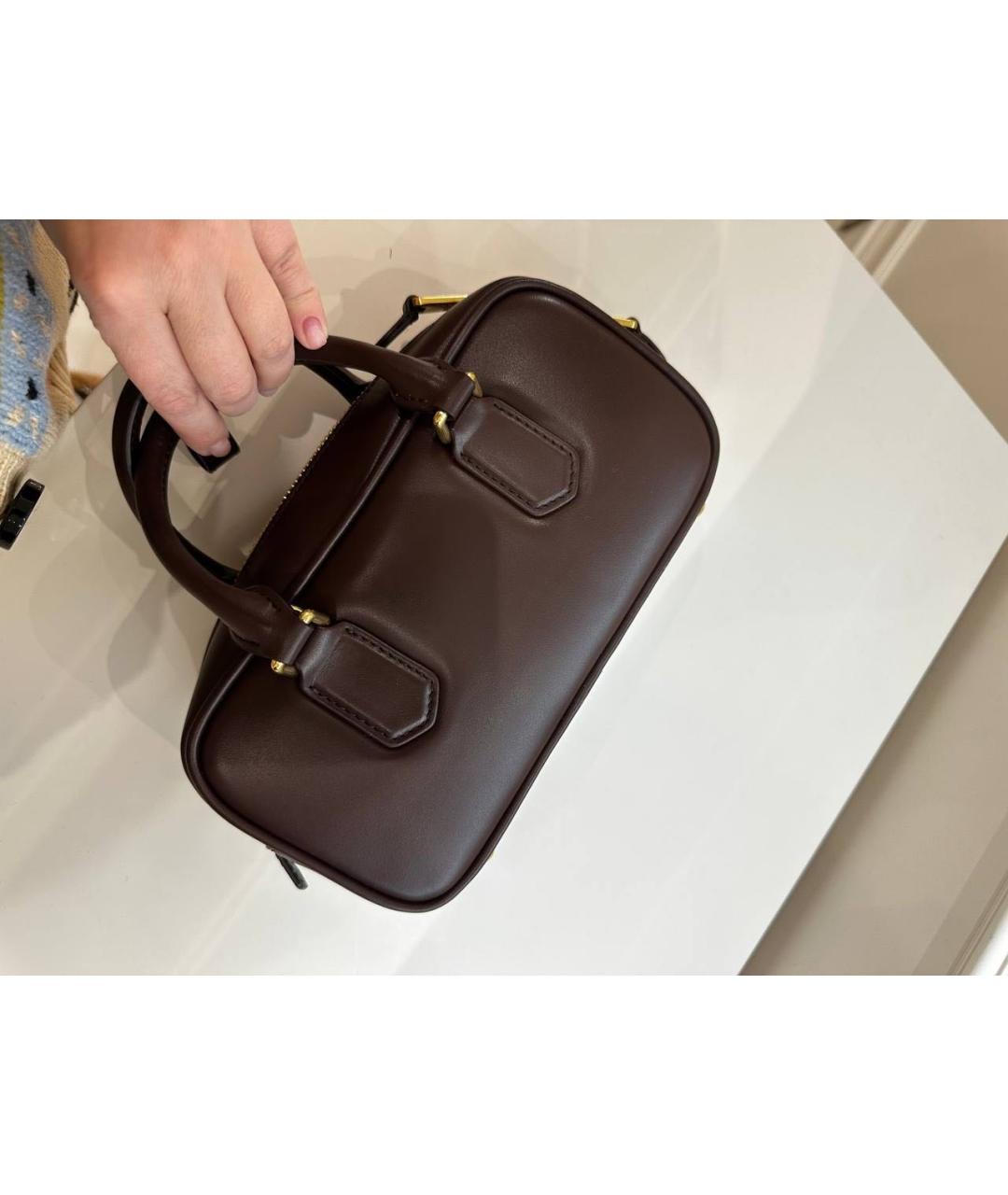 MIU MIU Коричневая кожаная сумка с короткими ручками, фото 6