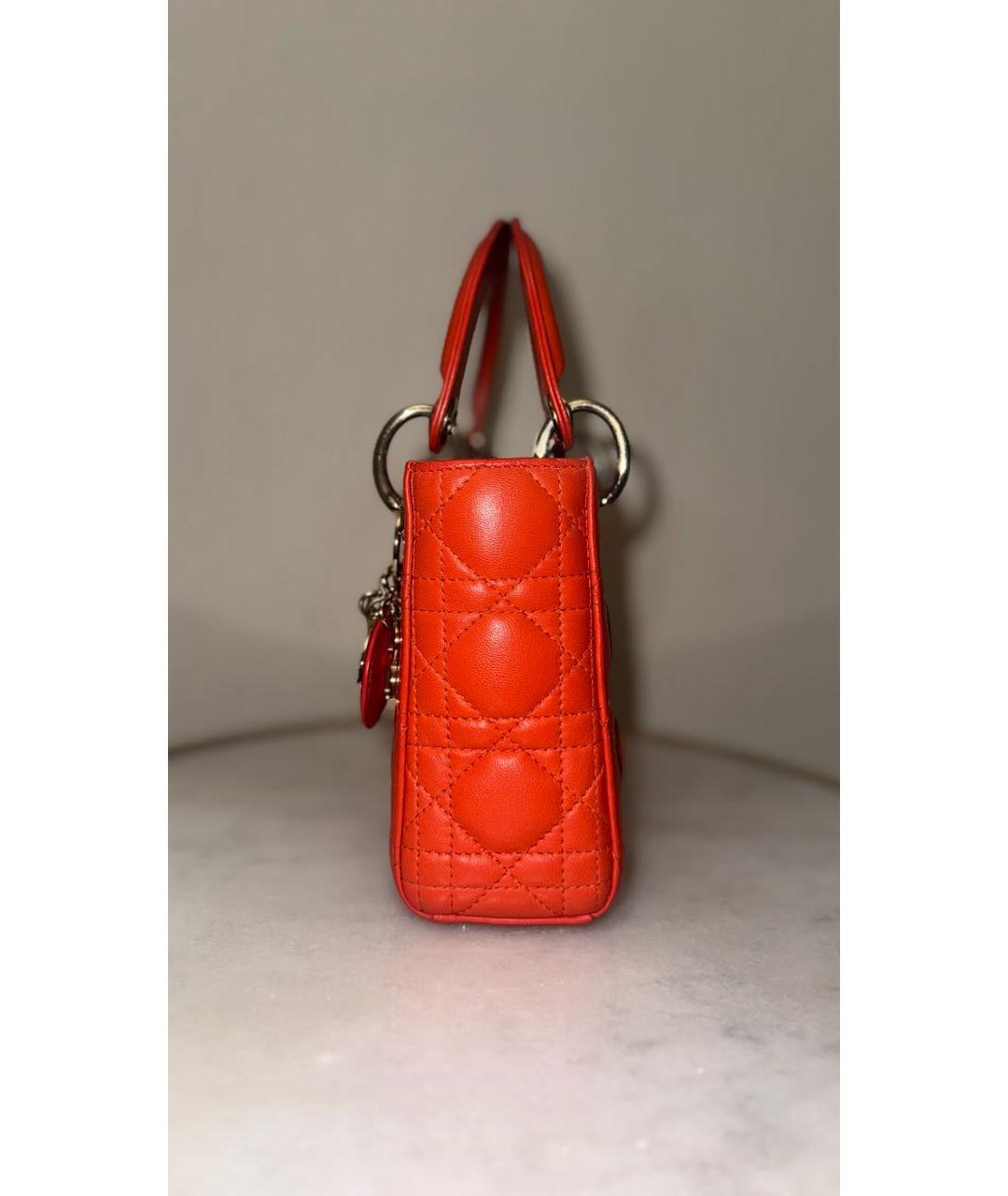 CHRISTIAN DIOR Коралловая кожаная сумка с короткими ручками, фото 3