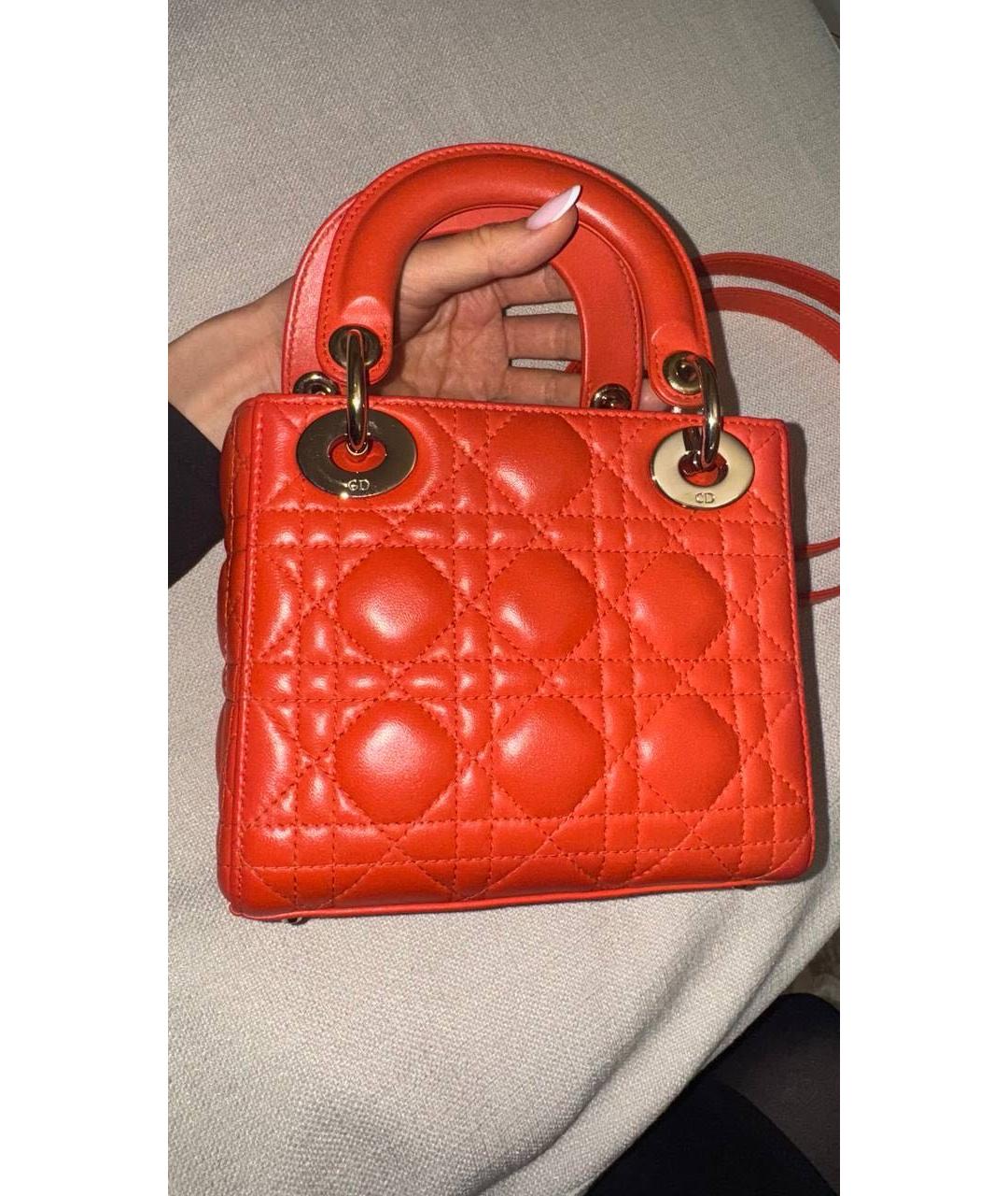 CHRISTIAN DIOR Коралловая кожаная сумка с короткими ручками, фото 2