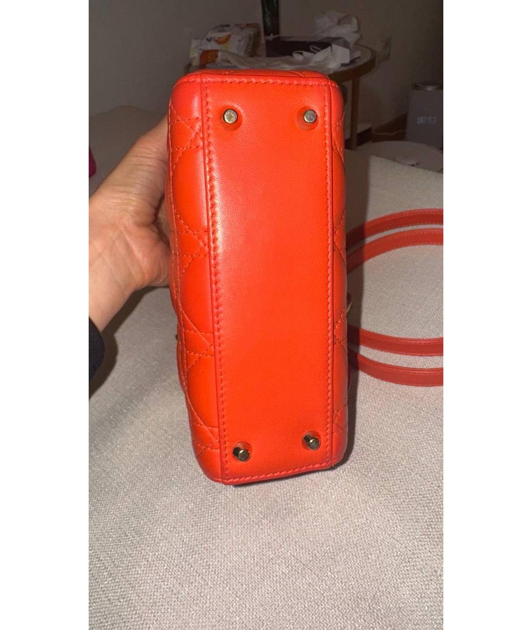 CHRISTIAN DIOR Коралловая кожаная сумка с короткими ручками, фото 3