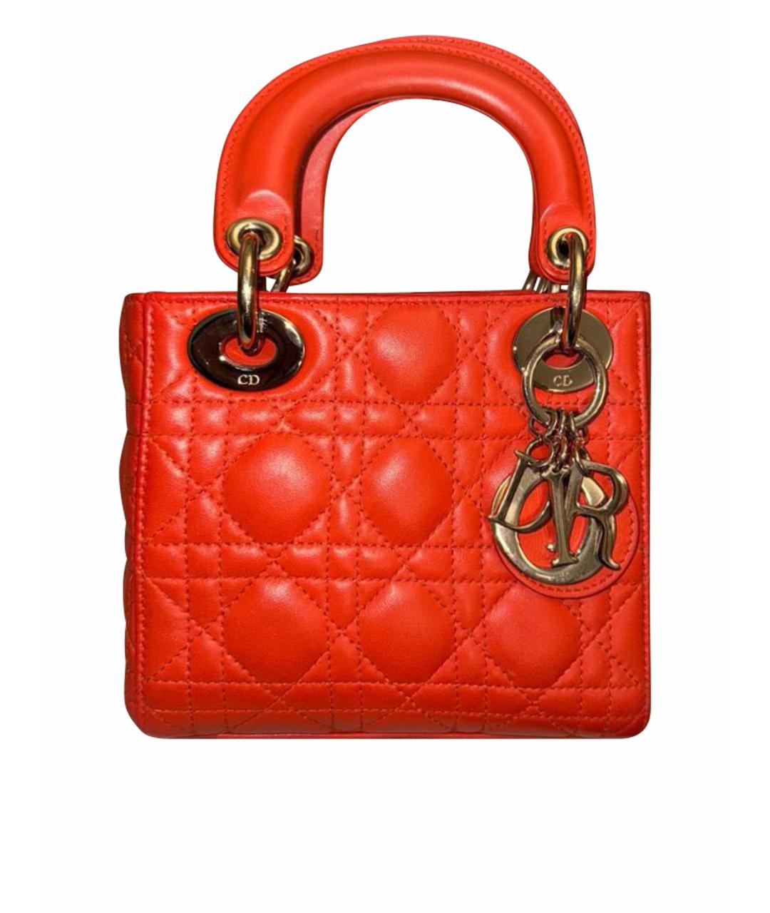 CHRISTIAN DIOR Коралловая кожаная сумка с короткими ручками, фото 1