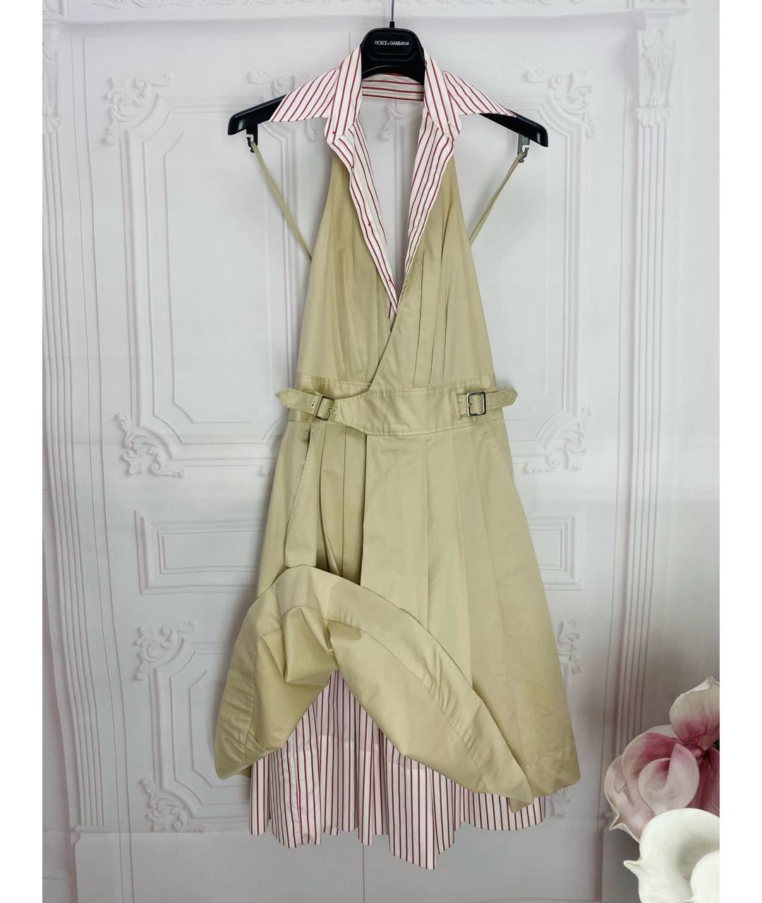 DSQUARED2 Бежевое хлопковое повседневное платье, фото 7