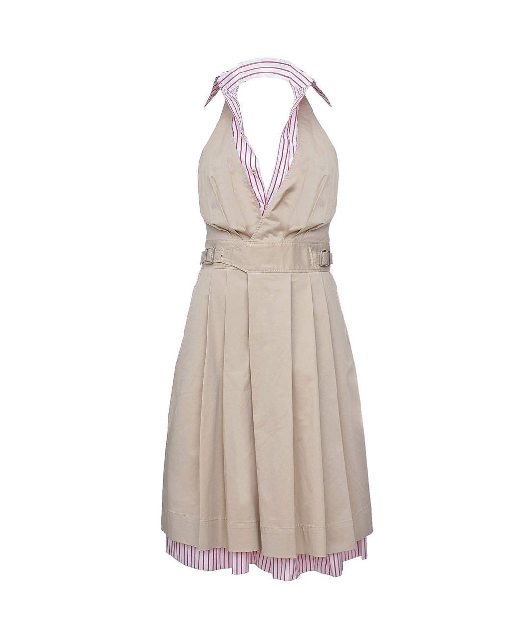 DSQUARED2 Бежевое хлопковое повседневное платье, фото 9