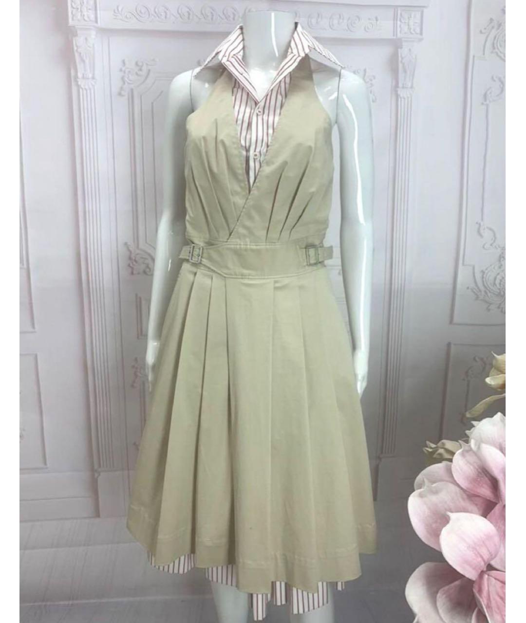 DSQUARED2 Бежевое хлопковое повседневное платье, фото 5