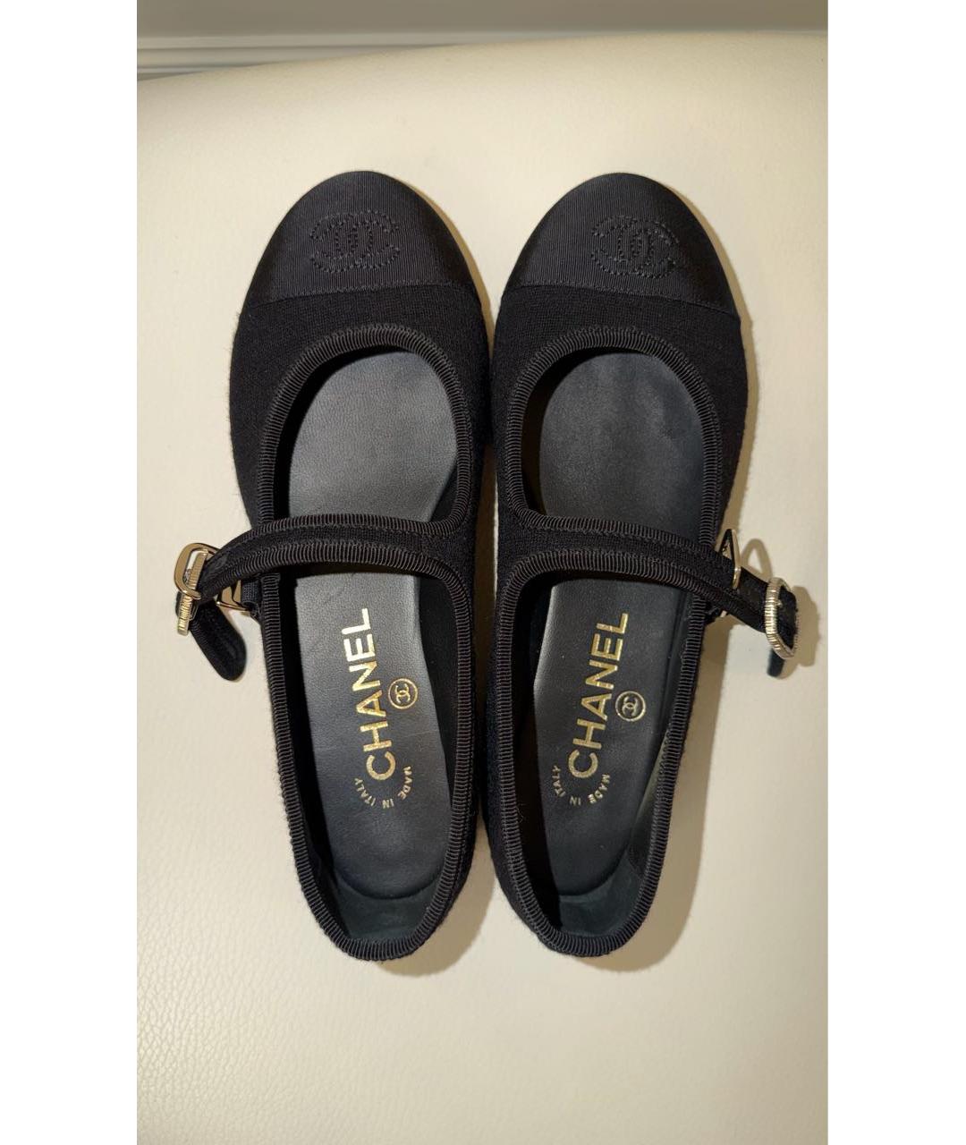CHANEL Черные текстильные балетки, фото 3