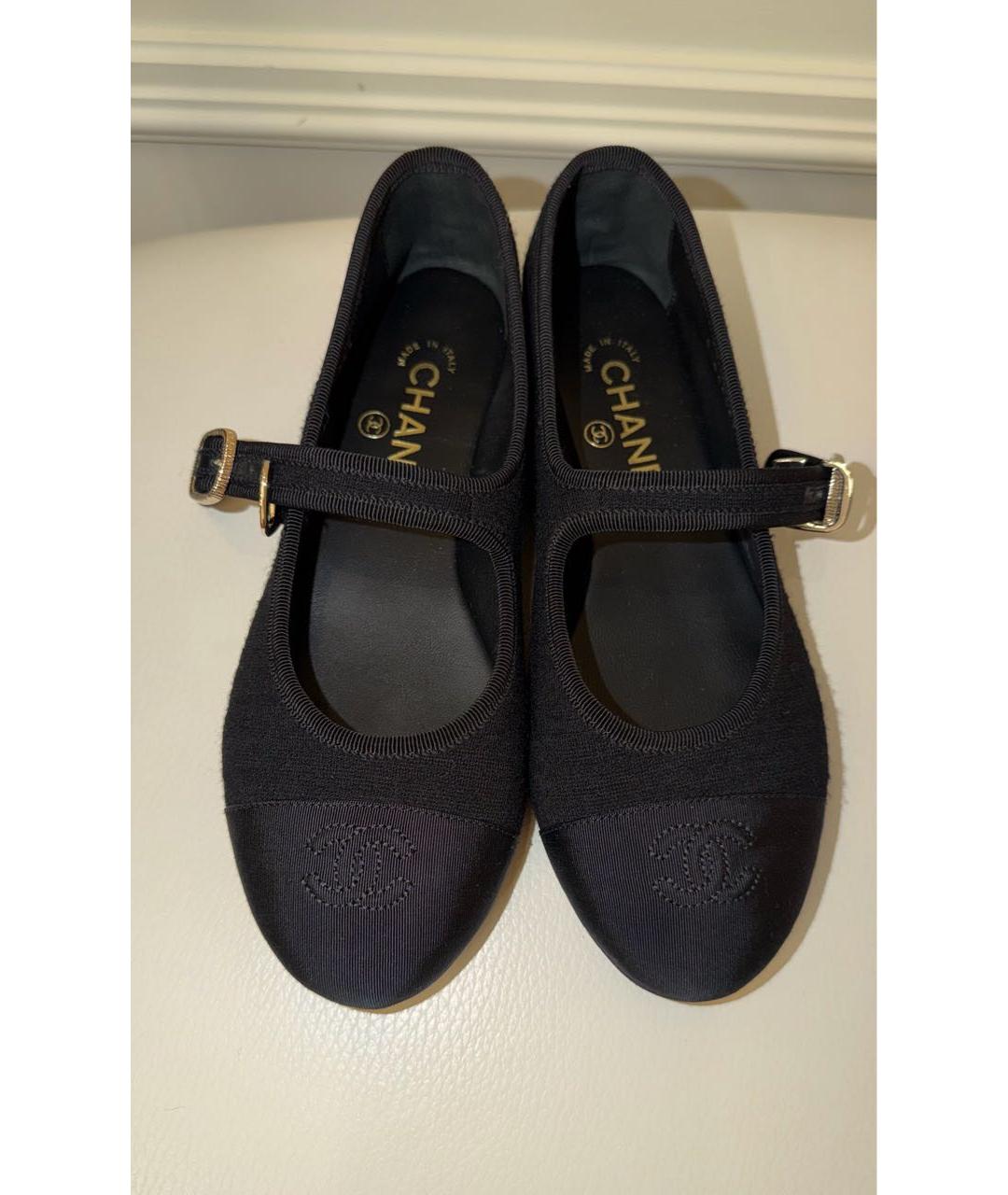 CHANEL Черные текстильные балетки, фото 2