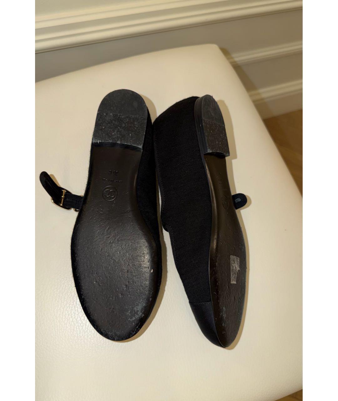 CHANEL Черные текстильные балетки, фото 5