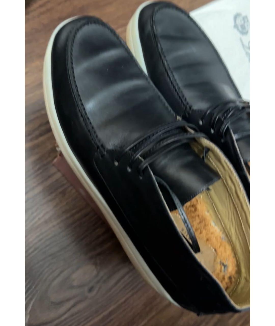LORO PIANA Черные кожаные лоферы, фото 3