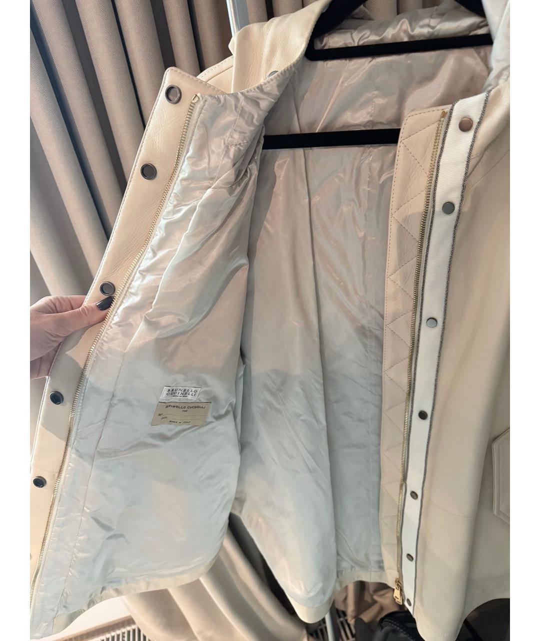 BRUNELLO CUCINELLI Бежевая кожаная куртка, фото 3