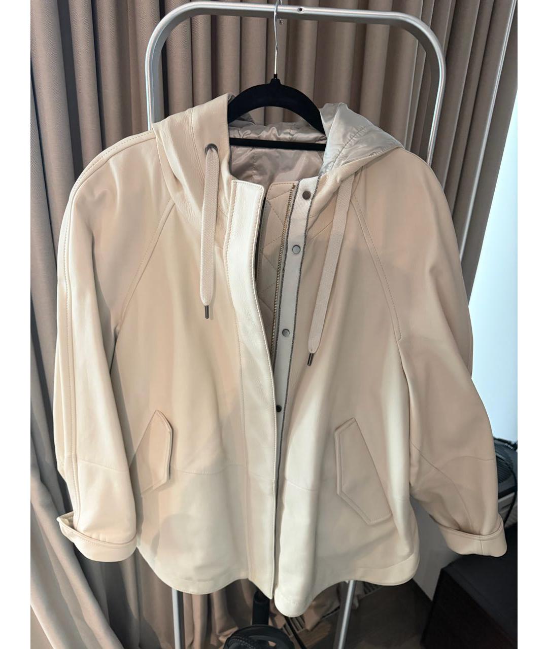 BRUNELLO CUCINELLI Бежевая кожаная куртка, фото 5