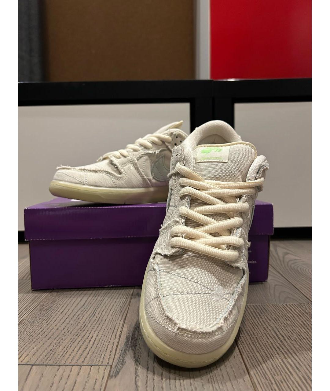 NIKE Бежевые текстильные низкие кроссовки / кеды, фото 2