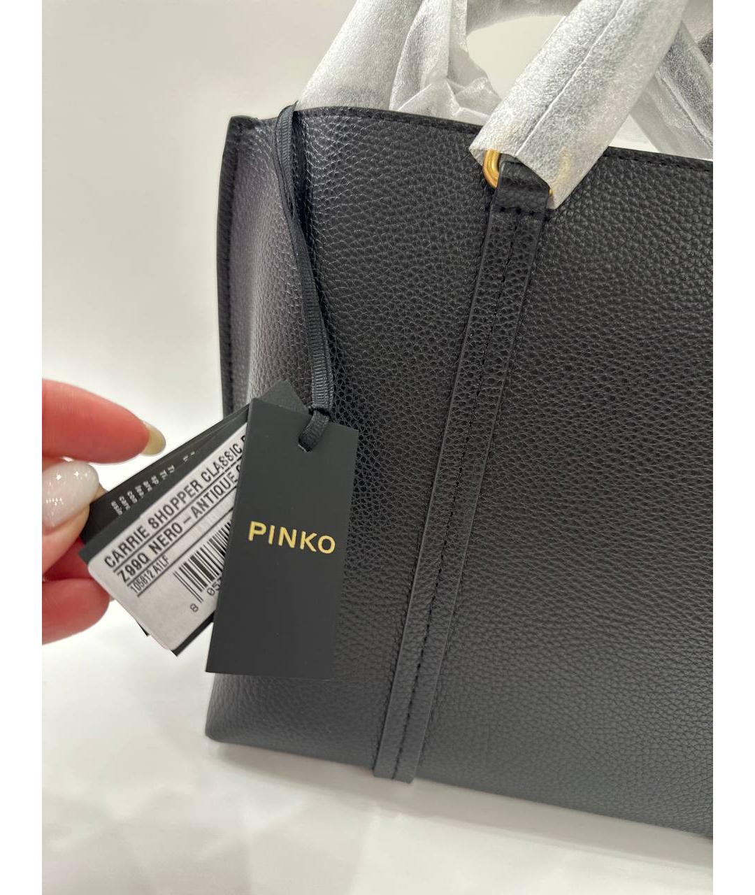 PINKO Черная кожаная сумка с короткими ручками, фото 7