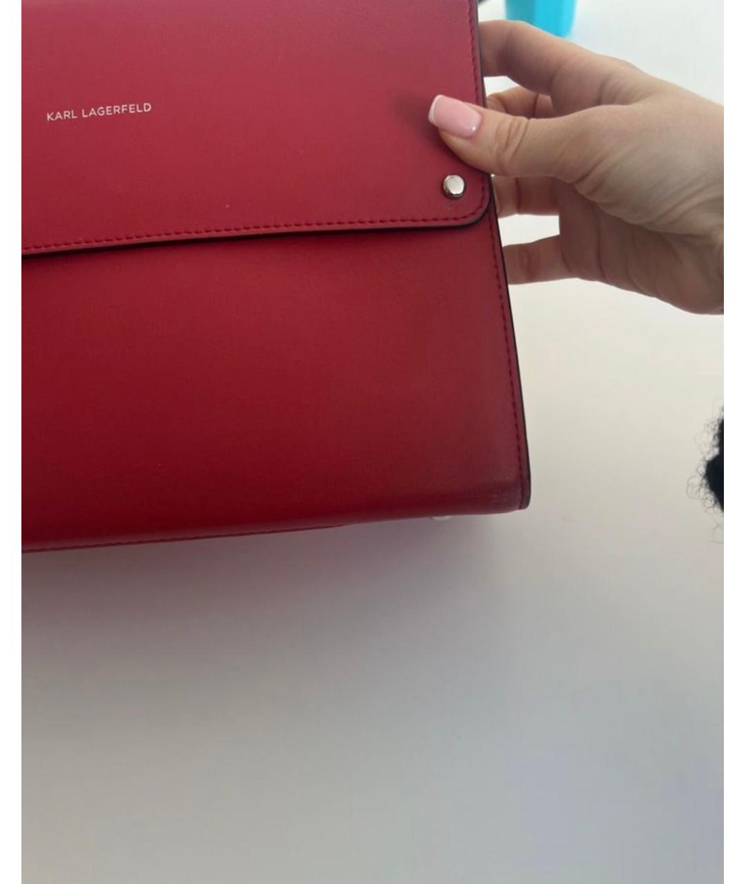 KARL LAGERFELD Красная кожаная сумка с короткими ручками, фото 3