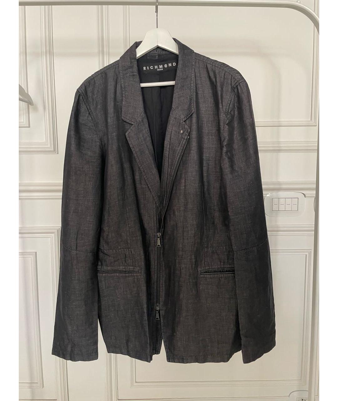 JOHN RICHMOND Антрацитовый хлопковый пиджак, фото 6
