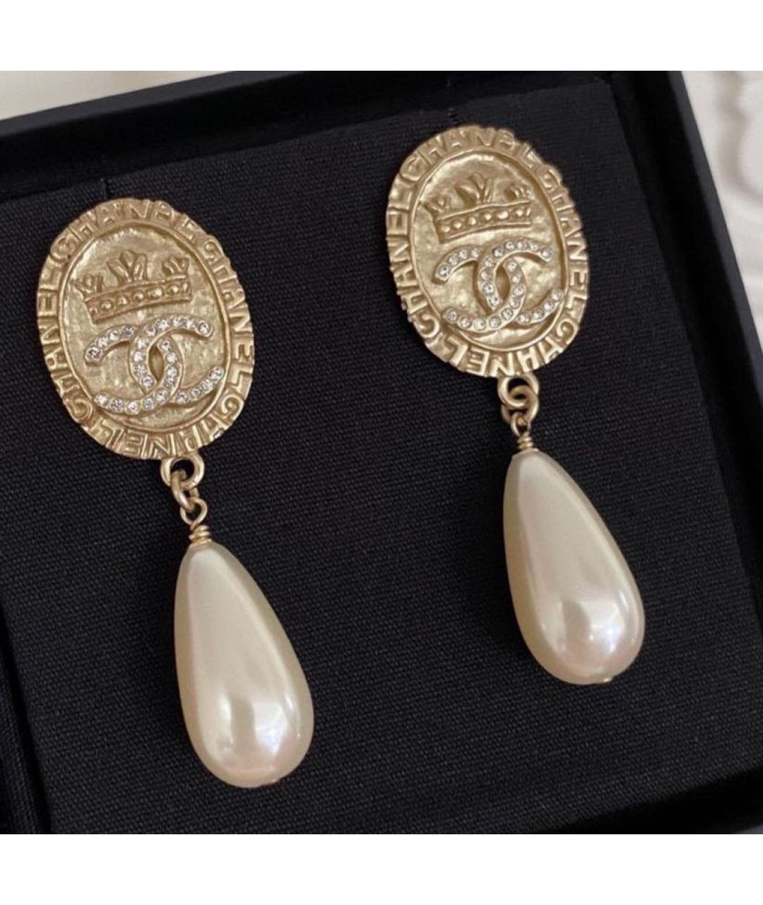 CHANEL Золотые жемчужные серьги, фото 2