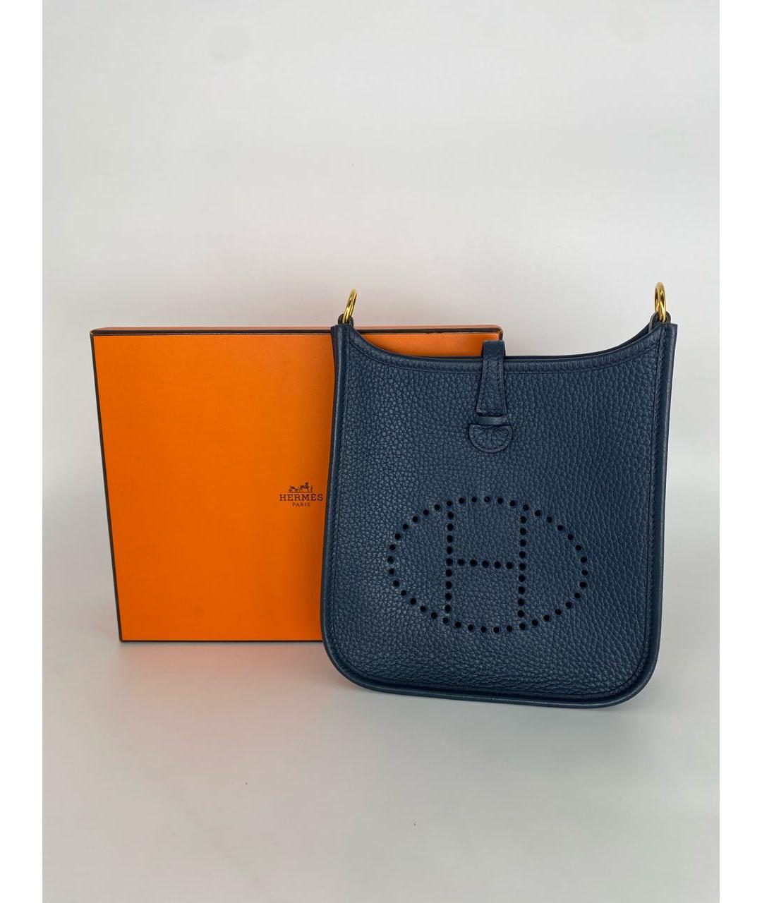 HERMES Синяя кожаная сумка через плечо, фото 3
