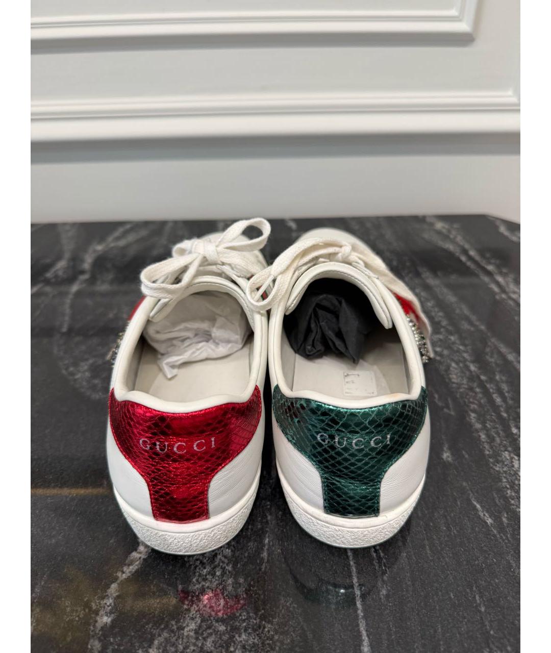 GUCCI Белые кожаные кеды, фото 3