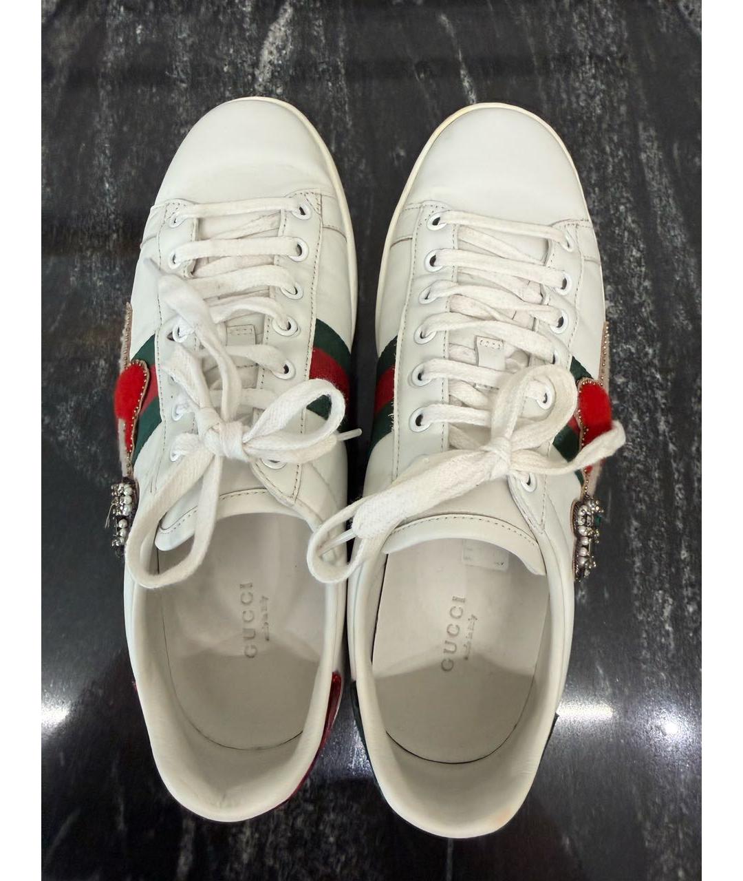 GUCCI Белые кожаные кеды, фото 4