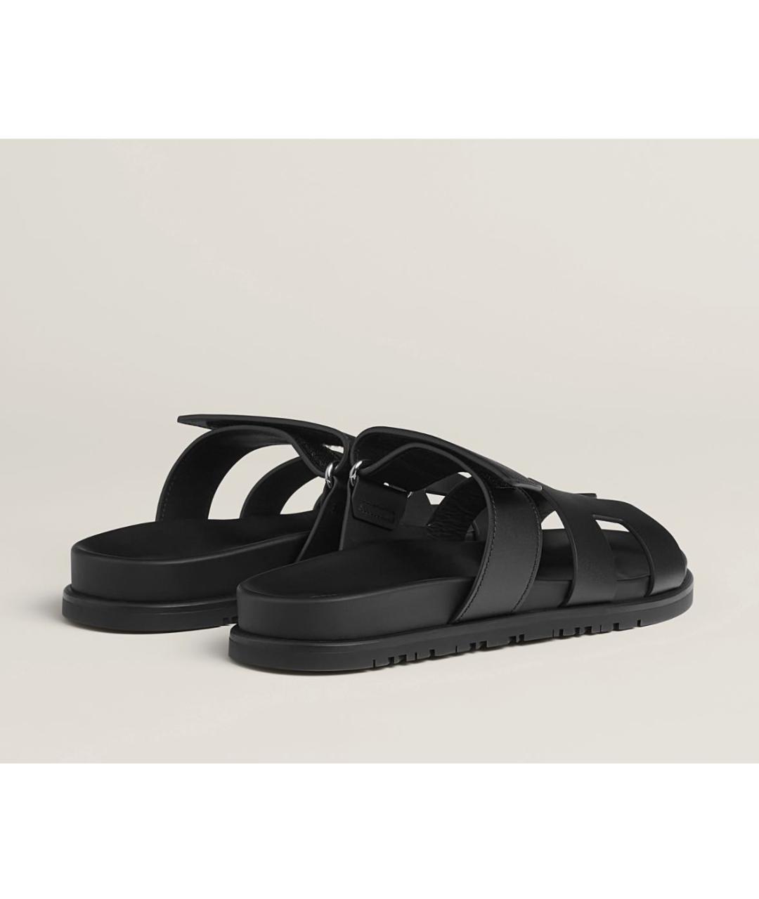 HERMES Черные кожаные сандалии, фото 3