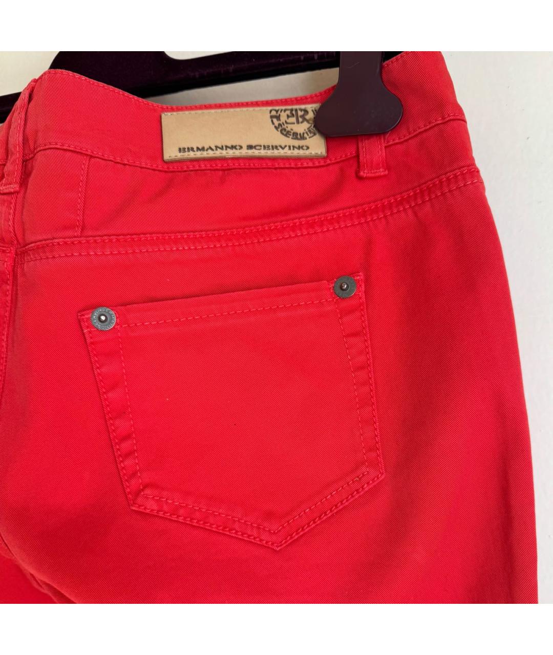 ERMANNO SCERVINO Красные хлопко-эластановые джинсы слим, фото 4