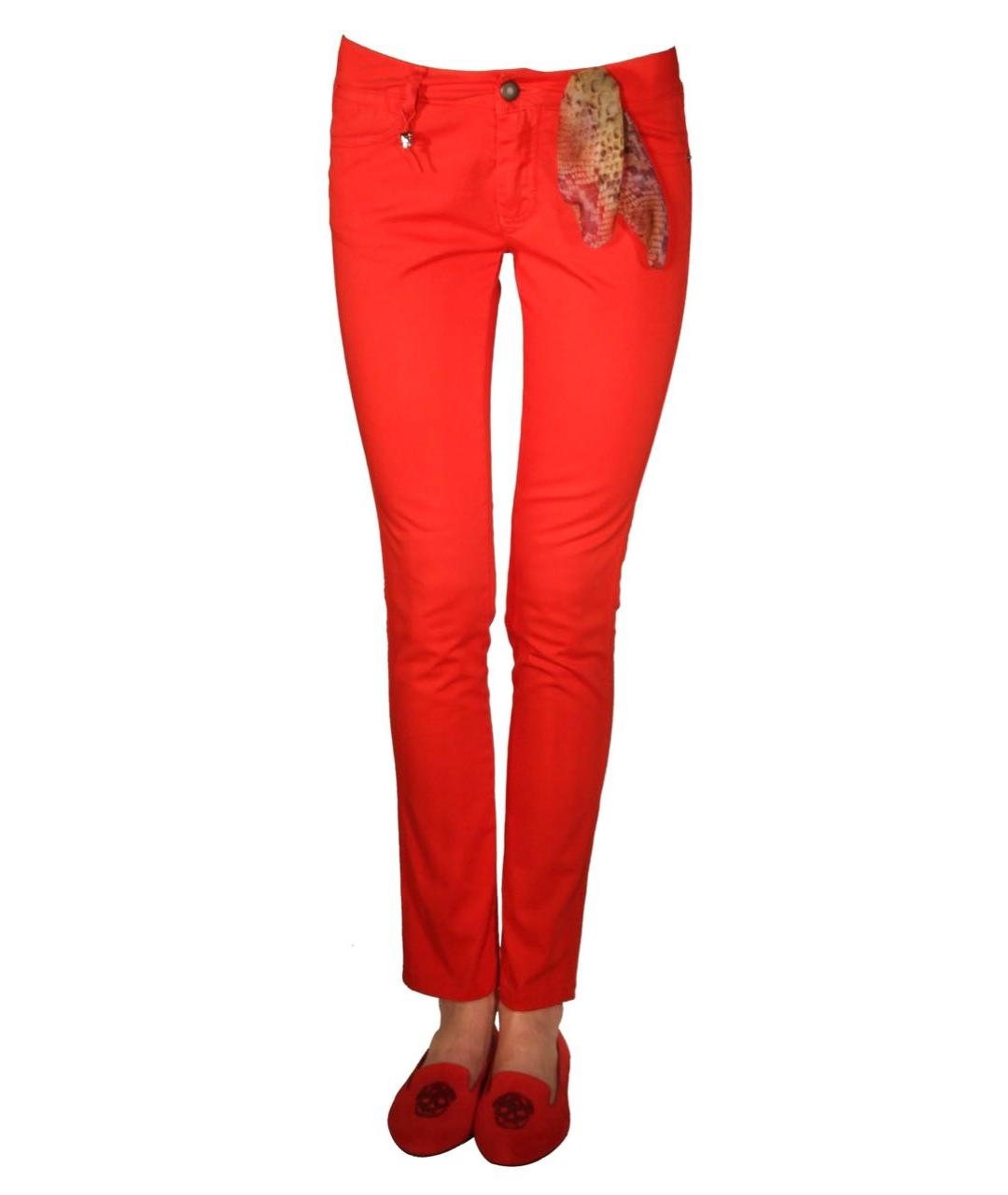 ERMANNO SCERVINO Красные хлопко-эластановые джинсы слим, фото 6