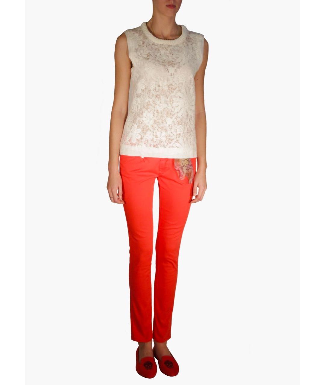 ERMANNO SCERVINO Красные хлопко-эластановые джинсы слим, фото 8