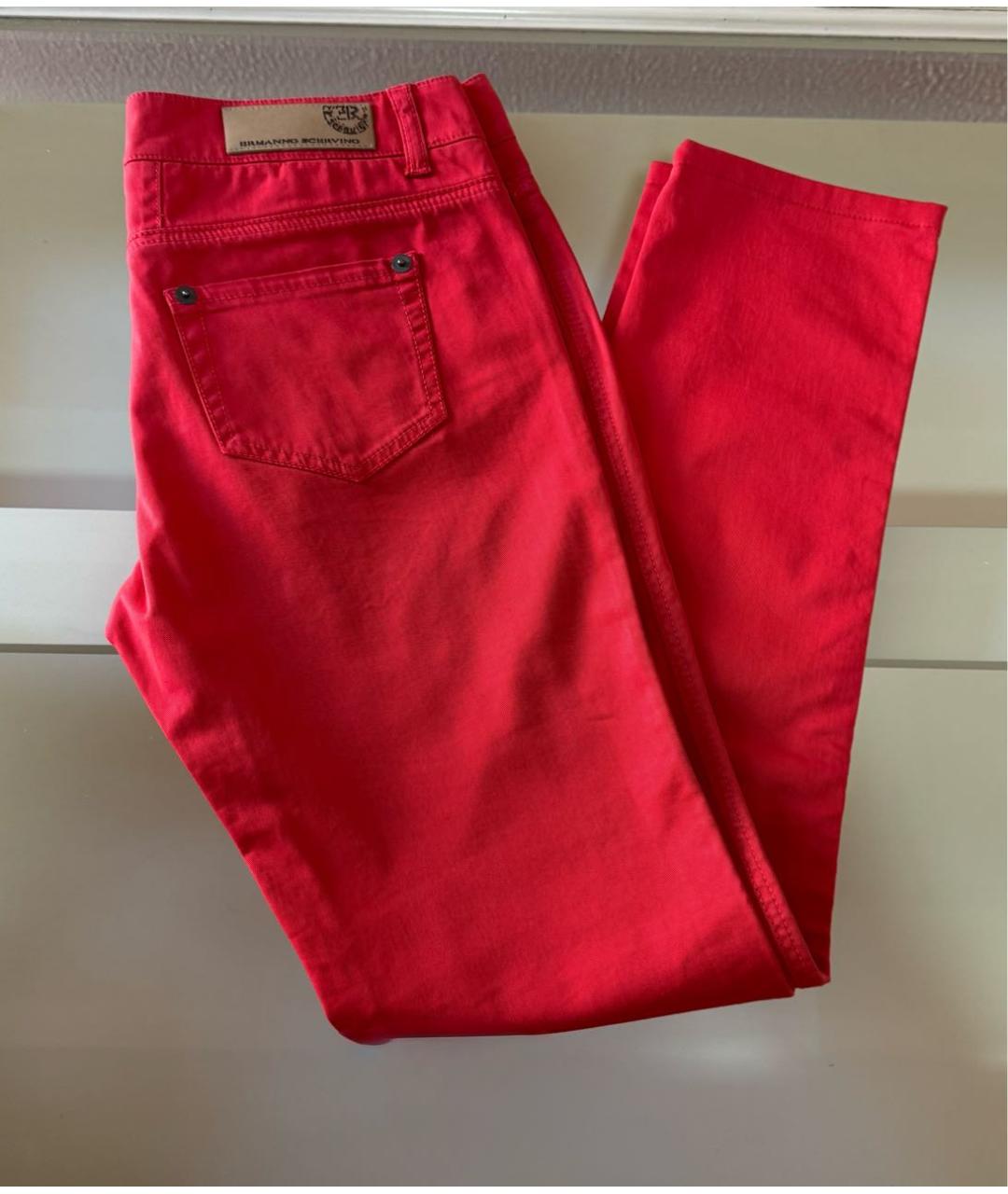 ERMANNO SCERVINO Красные хлопко-эластановые джинсы слим, фото 5