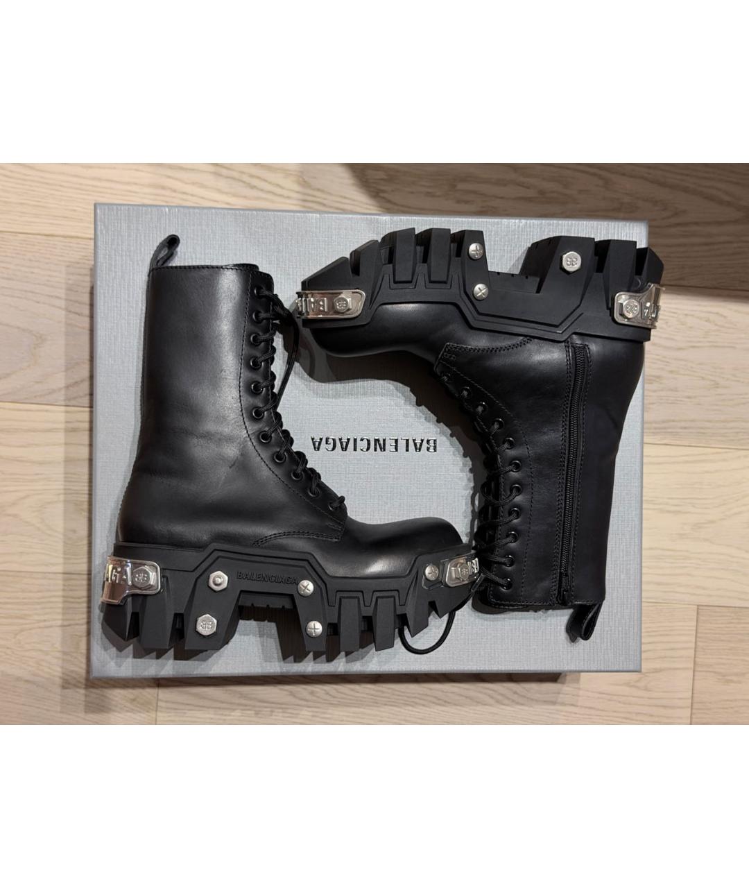 BALENCIAGA Черные кожаные ботинки, фото 4